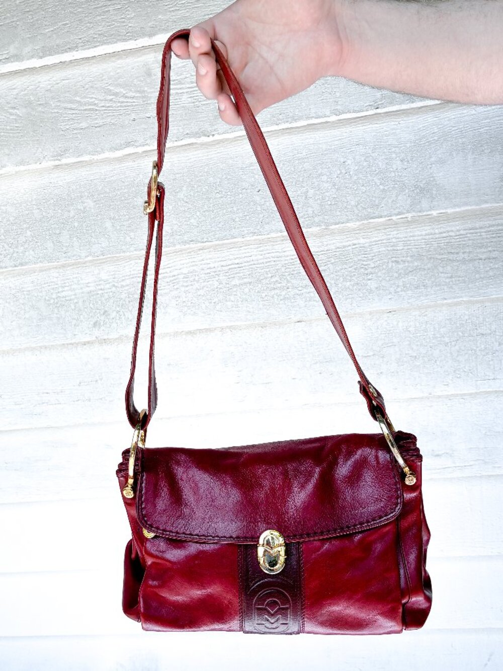 Vintage Marino Orlandi Red Leather Accordion Shoulder Bag – Made in Italy